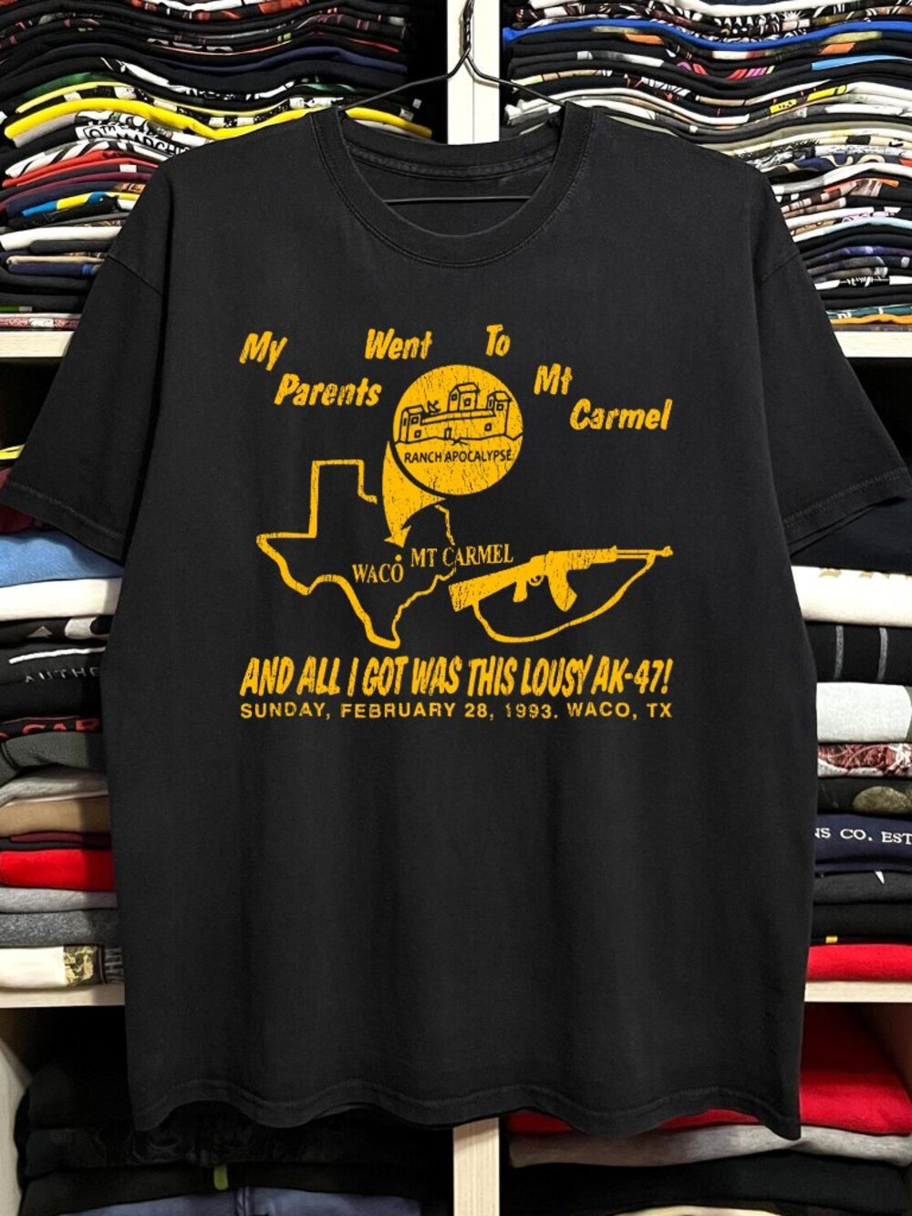 Waco TX AK Washed Black Tee